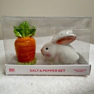 Hand-Painted Ceramic Rabbit and Carrot Salt & Pepper Set